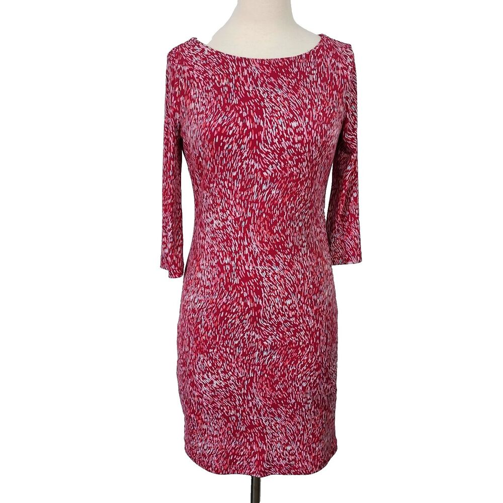 Simply Styled by Sears Dress Sheath Womens Size Small Colorful Red Multi Stretch